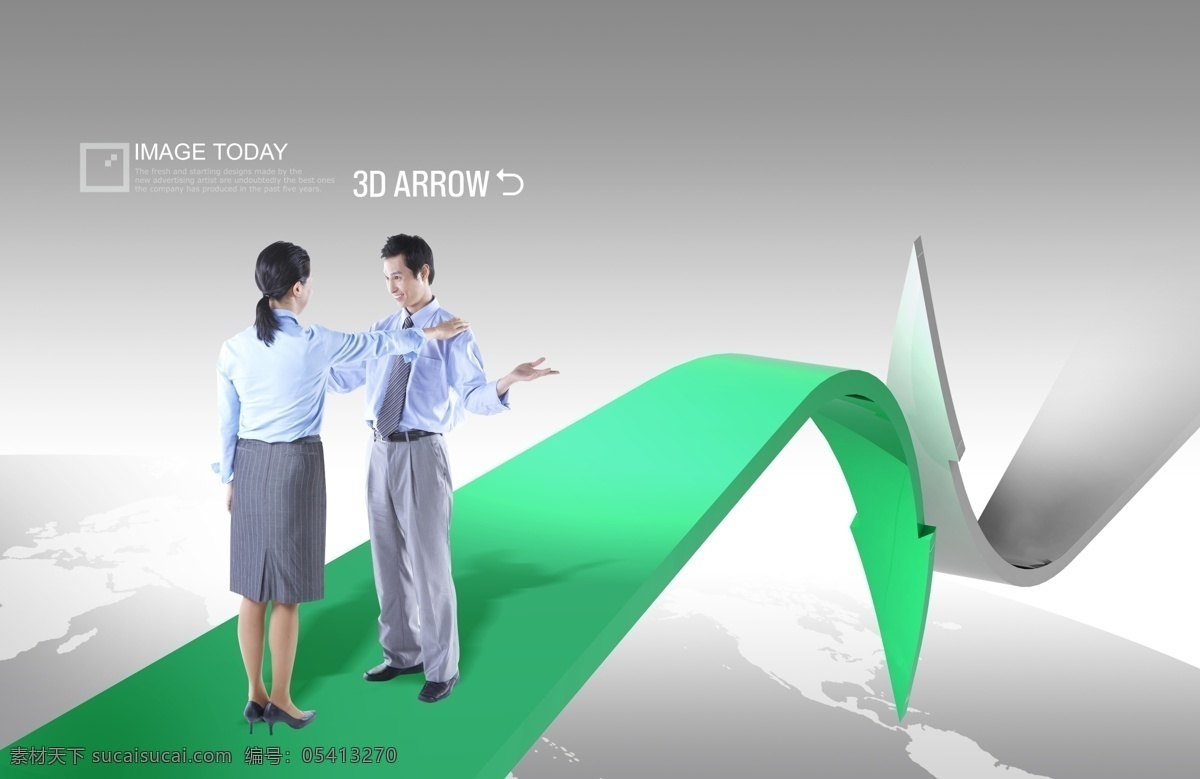 站 箭头 上 白领 商务 科技 商务人士 人物 3d箭头 商务金融 科技金融 psd素材 灰色