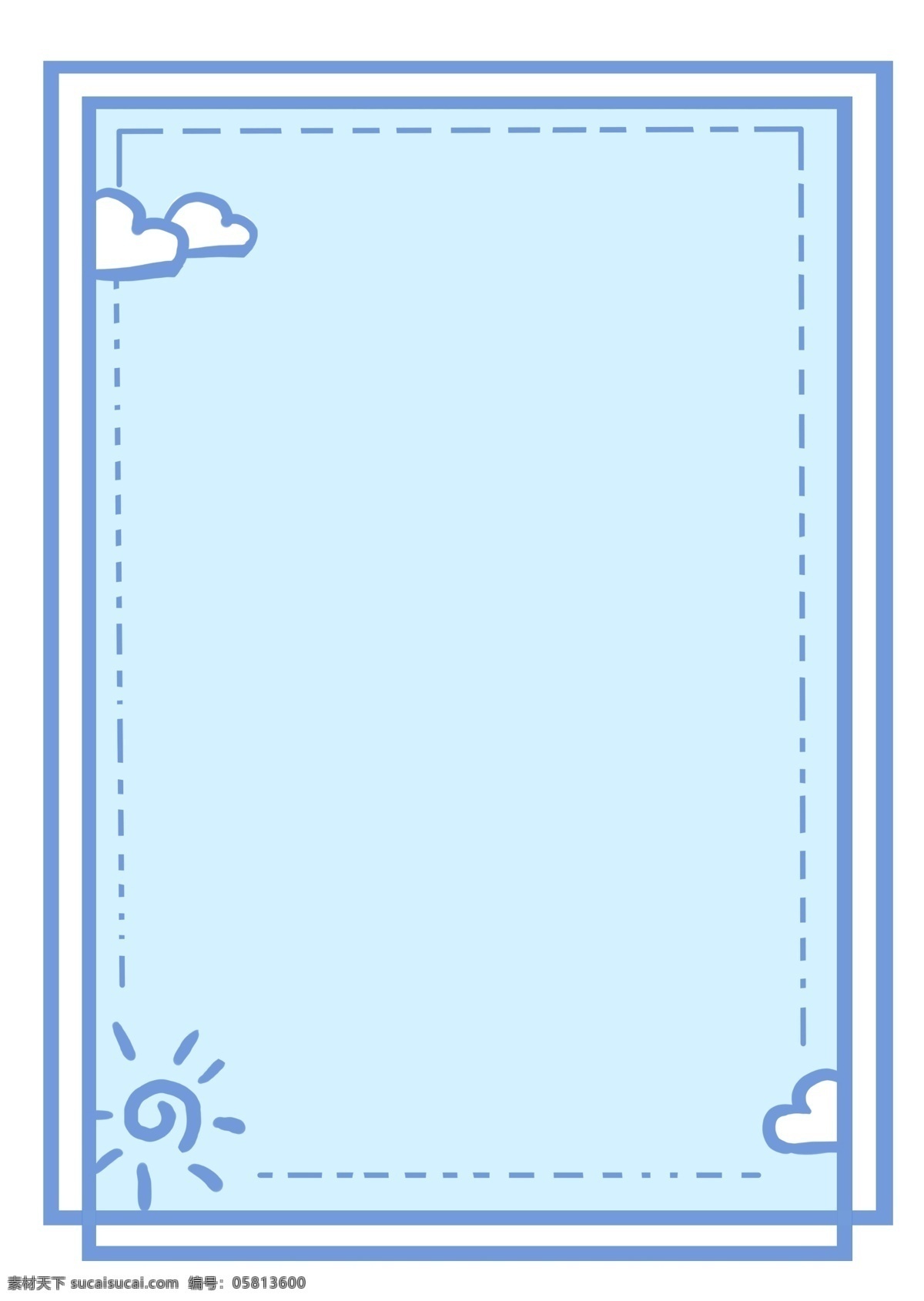 蓝色 长方形 边框 长方形边框 卡通边框 卡通相框 相框边框 小物相框 小物边框 白色的云朵