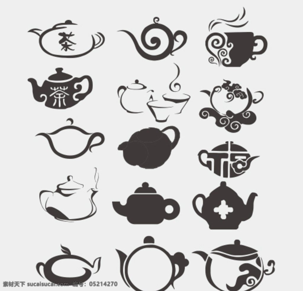 茶壶矢量文件 茶壶 水壶 普洱茶 矢量 矢量壶 标志图标 其他图标
