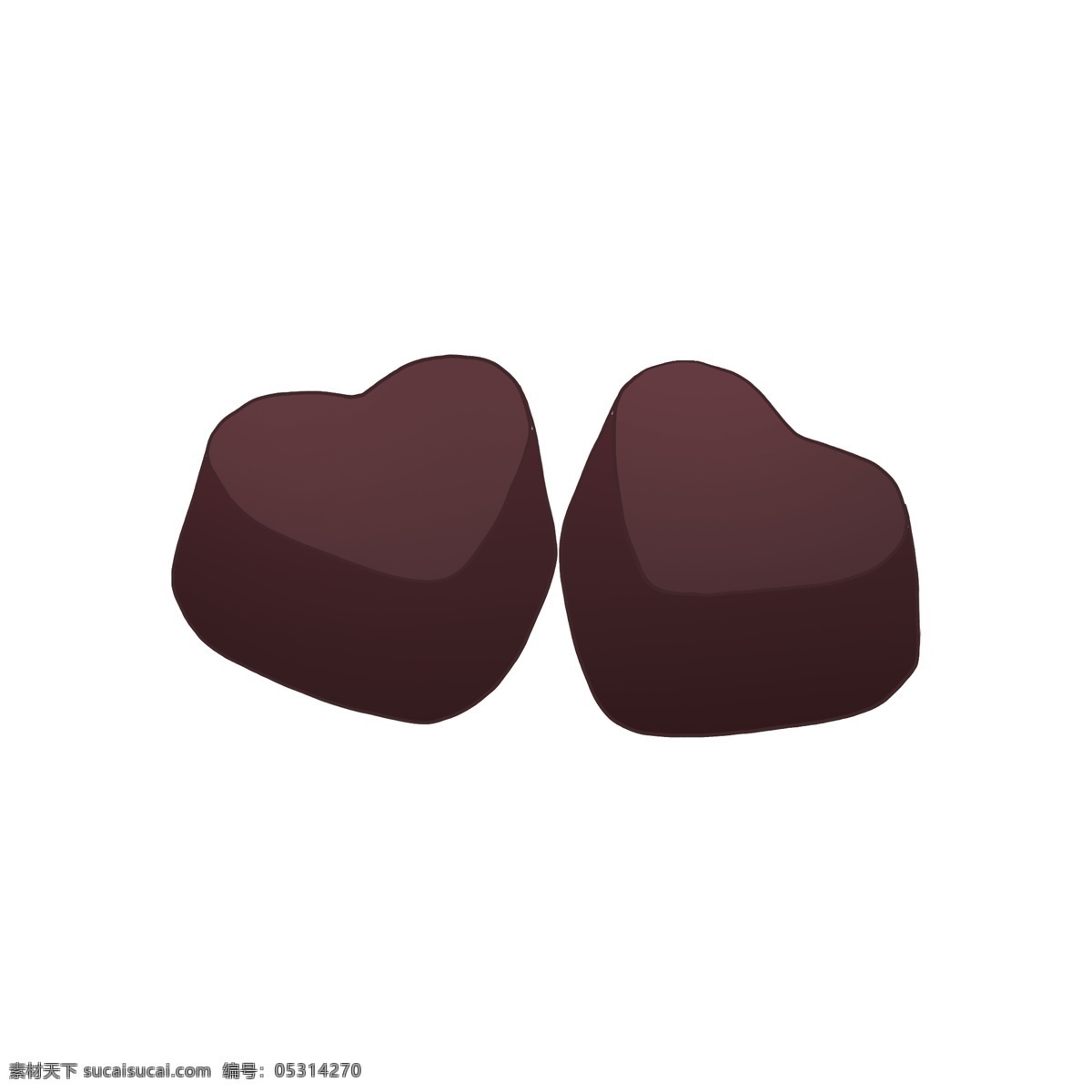 手绘 两 块 爱心 巧克力 商用 黑色 心形 甜品 美食 美味