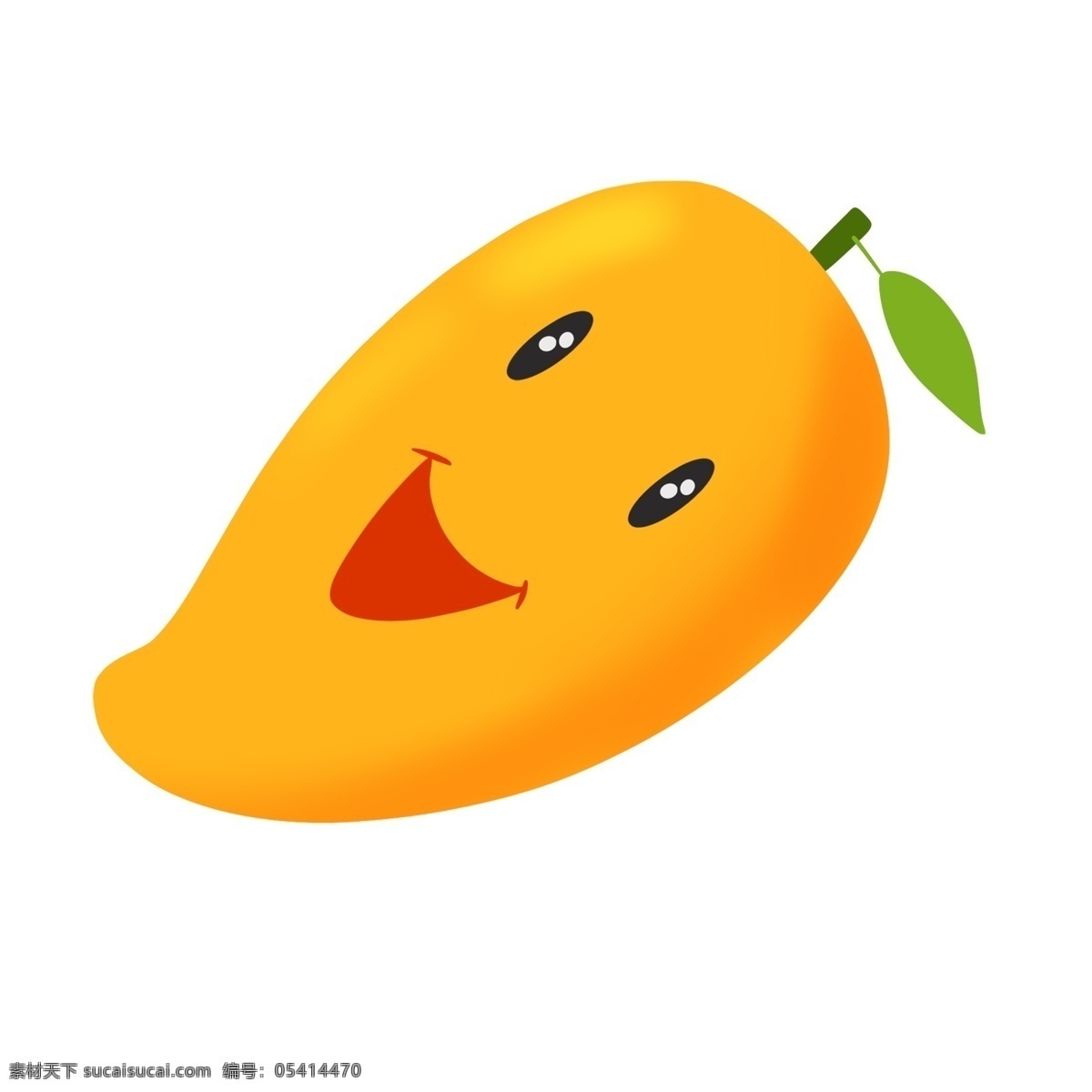 手绘 卡通 水果 可爱 笑脸 芒果