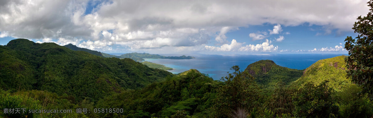 热带免费下载 白云 大海 海岛 海滩 蓝天 全景 热带 自然风景 自然景观 热带海岛 全景摄影 psd源文件