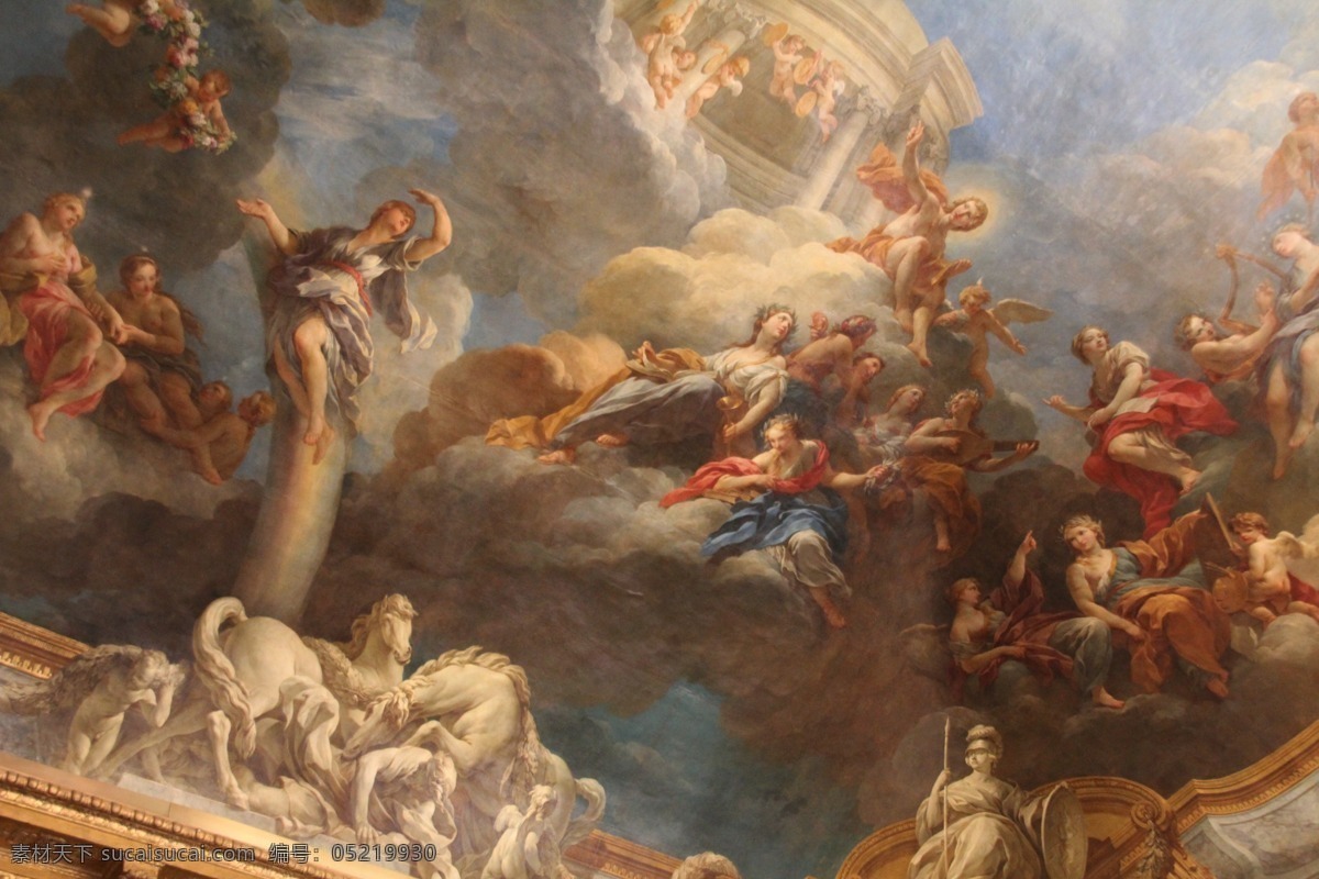 凡尔赛宫 天顶 画 巴黎 天顶画 美术绘画 文化艺术