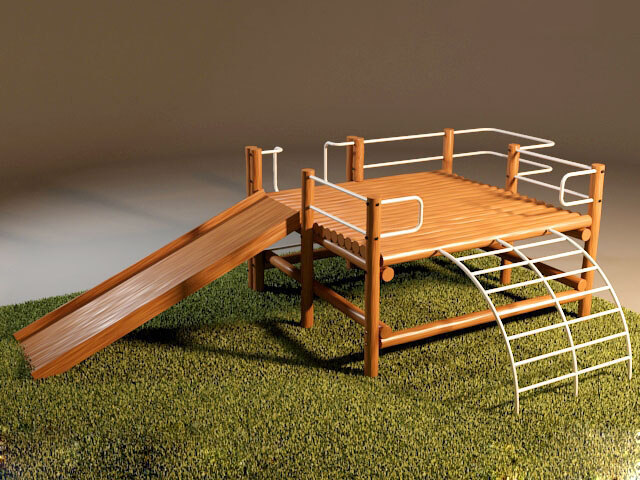 精美木制滑梯 模型 3d模型 滑滑梯 c4d材质 高端模型