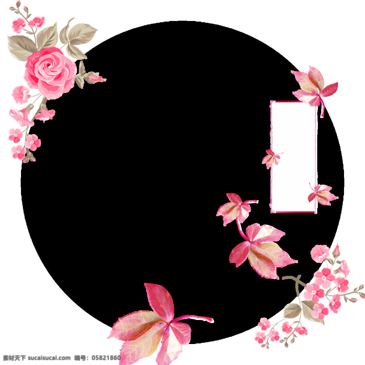 小粉红 框子 花朵 叶子 圆圈 边框