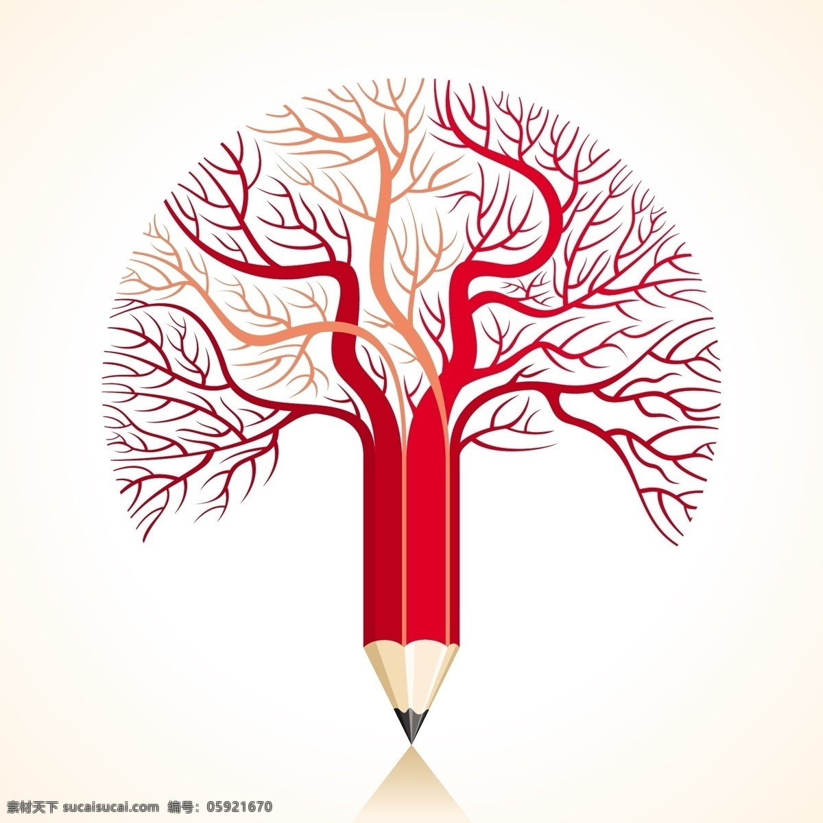 铅笔树木 铅笔 卡通树 抽象树 创新思维 创意logo 生活百科 矢量素材 白色