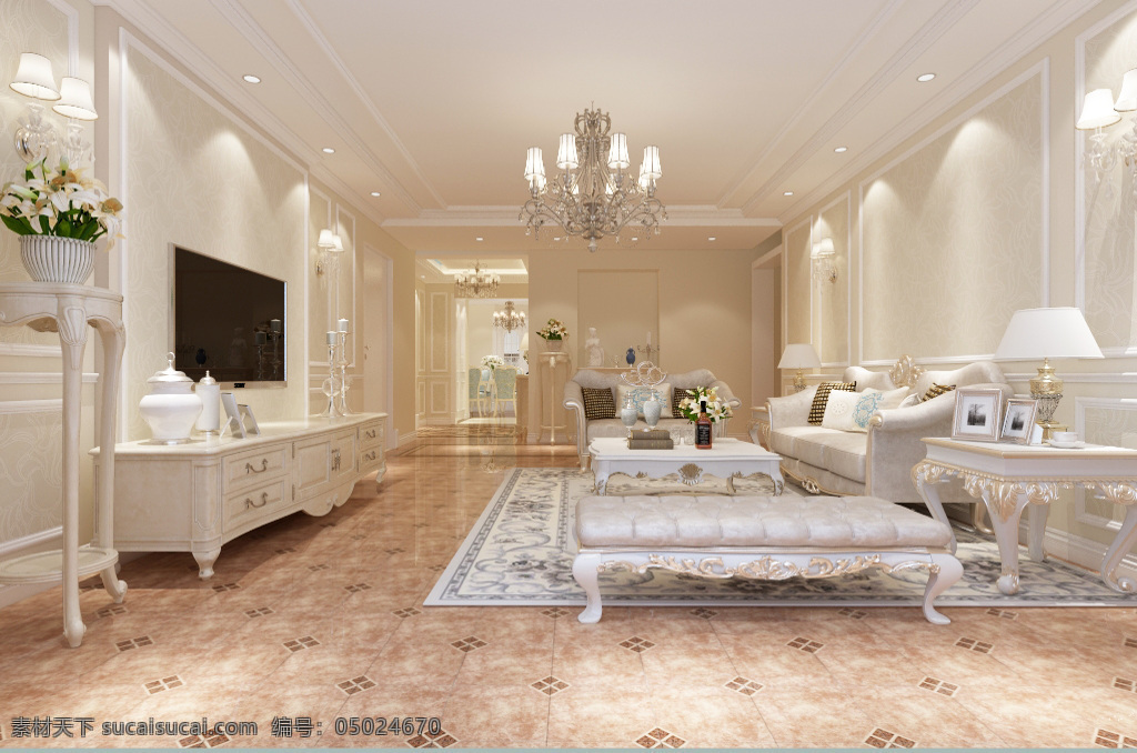 欧式 客厅 装饰装修 效果图 欧式风格 客厅效果图 3d模型