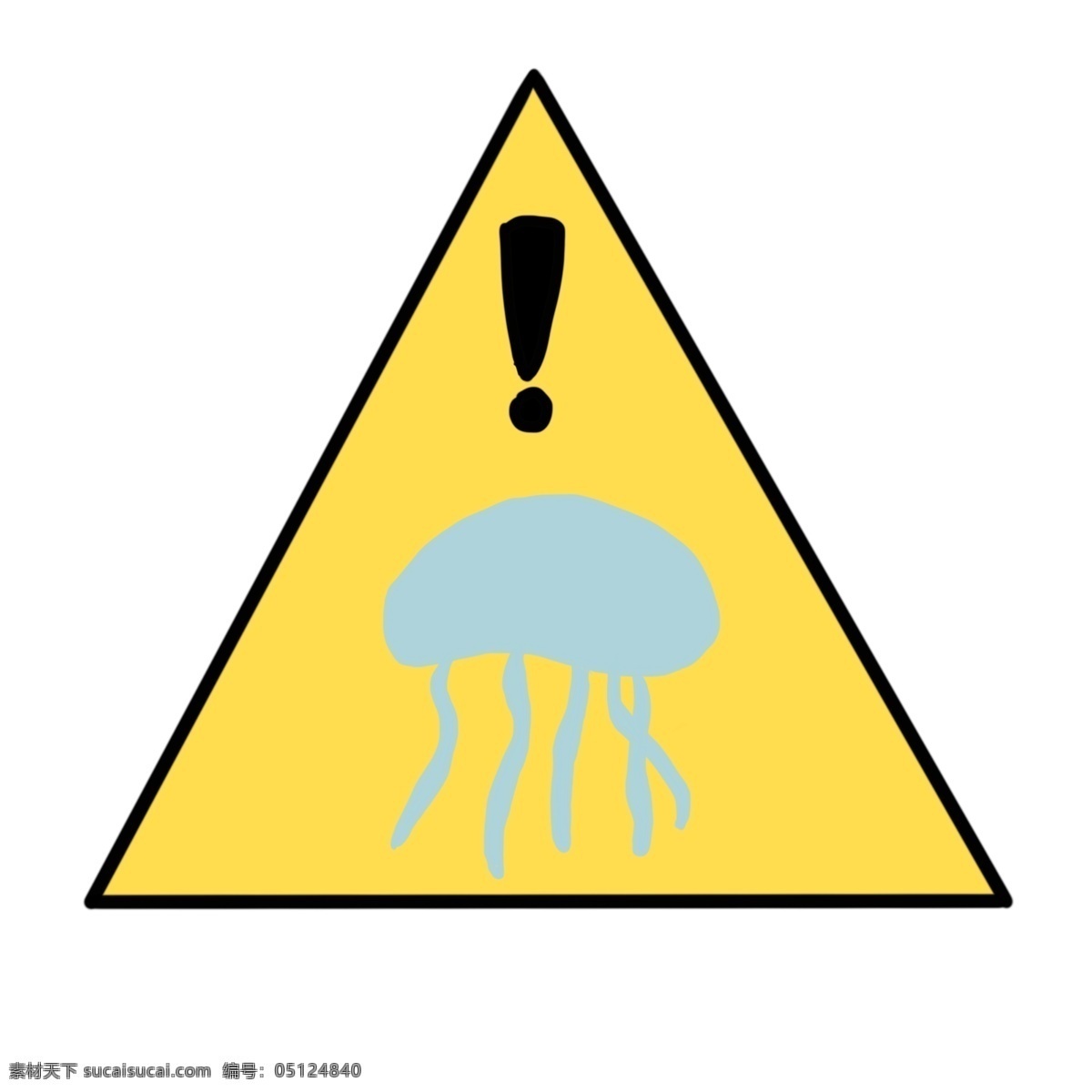 水母 出没 警示 图标 注意水母 卡通水母 蓝色水母 警示图标 注意图标 水母出没警示 插图