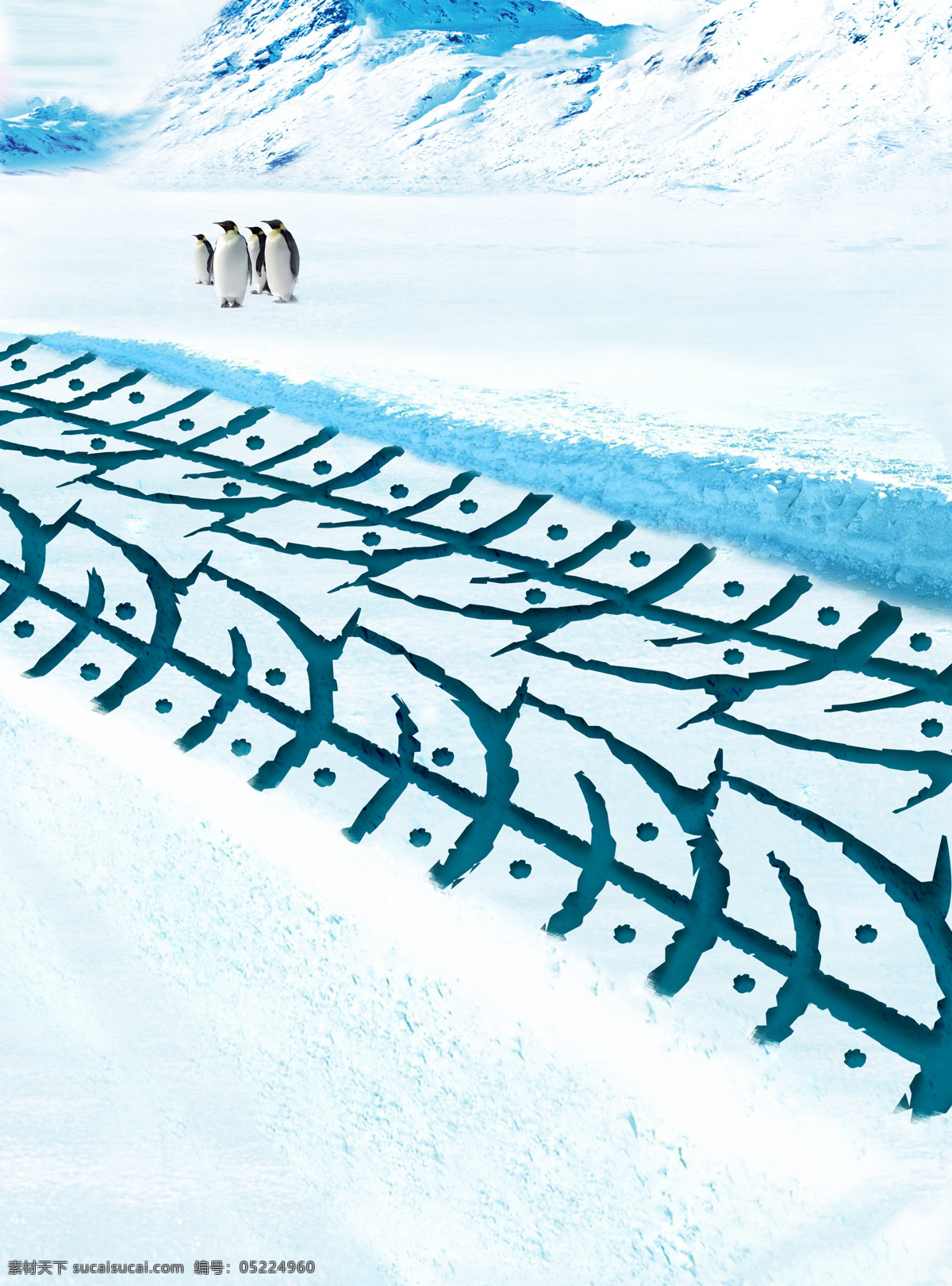 轮胎 冰雪 广告 企鹅 海报 冰原 其他海报设计