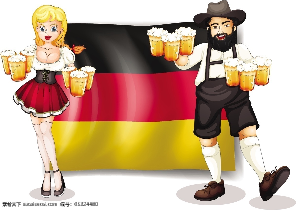 德国啤酒 德国 啤酒 矢量人物 卡通人 卡通 人手 服务员 手拿啤酒 卡通设计 矢量