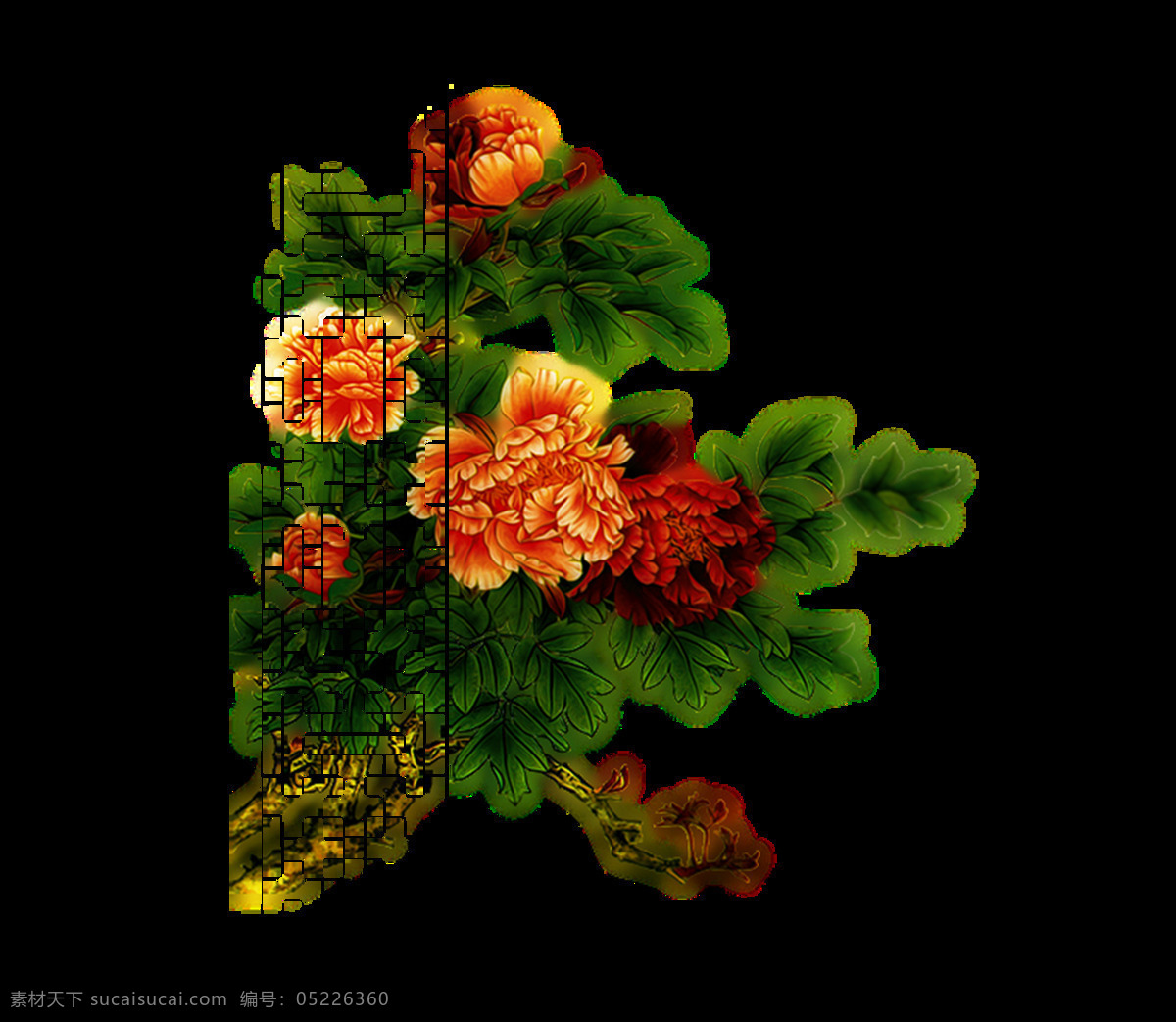 牡丹 插画 元素 png元素 大气 花卉 免抠元素 透明元素 中国风
