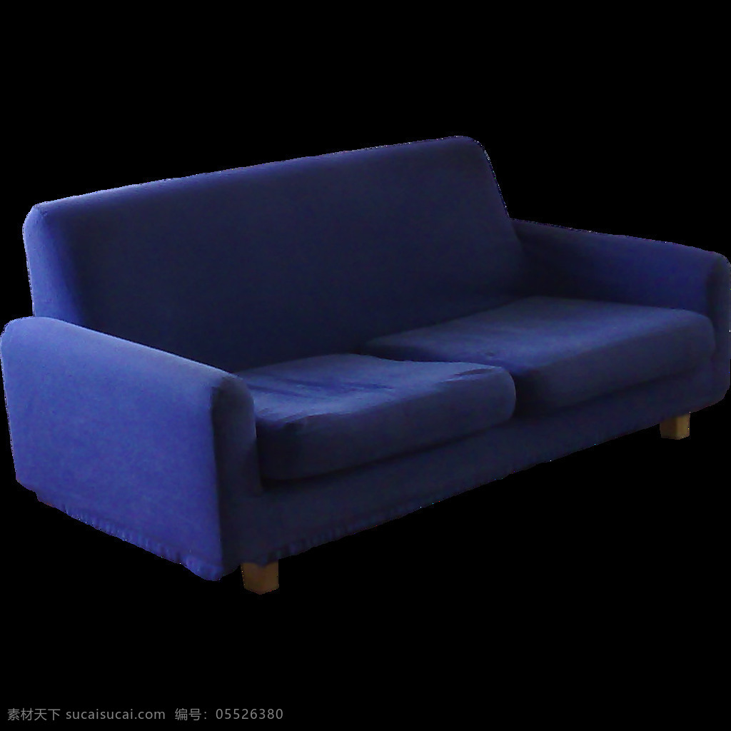 宝蓝色 布艺 双人 沙发 元素 png元素 家具 免抠元素 透明元素
