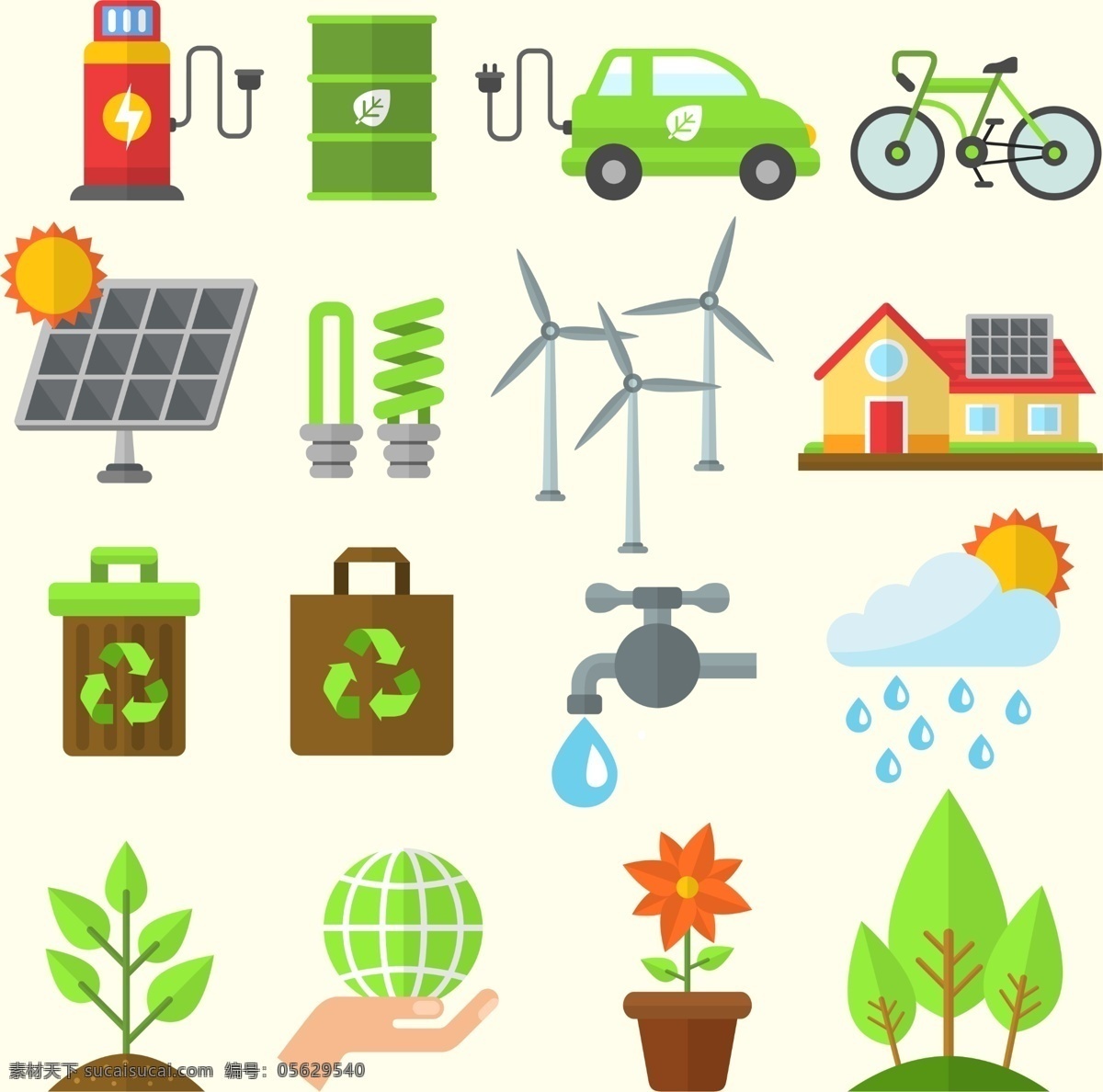 绿色能源图片 绿色能源 车 自行车 房子 水龙头 手 植物 树