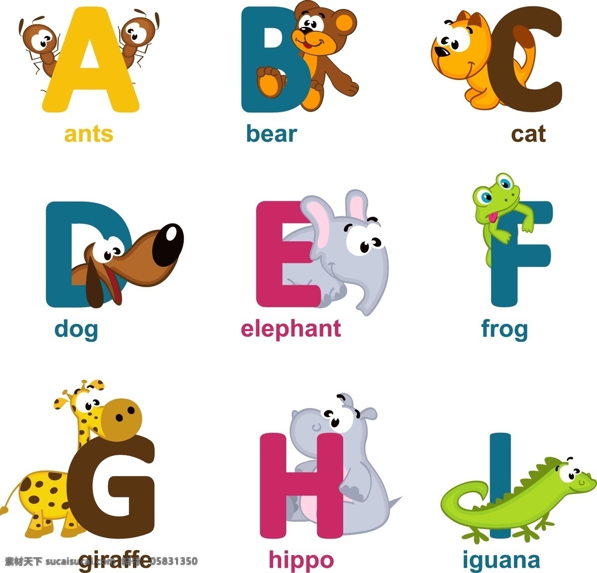 卡通字母 字母表 字母设计 英文字母 动物 手写 字母 英语字母表 英文 拼音 创意字母 时尚字母 时尚 手绘字母 装饰 字母主题 矢量