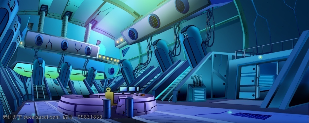 动画 实验室 场景 分层 蓝色 室内 机械 机器 设备