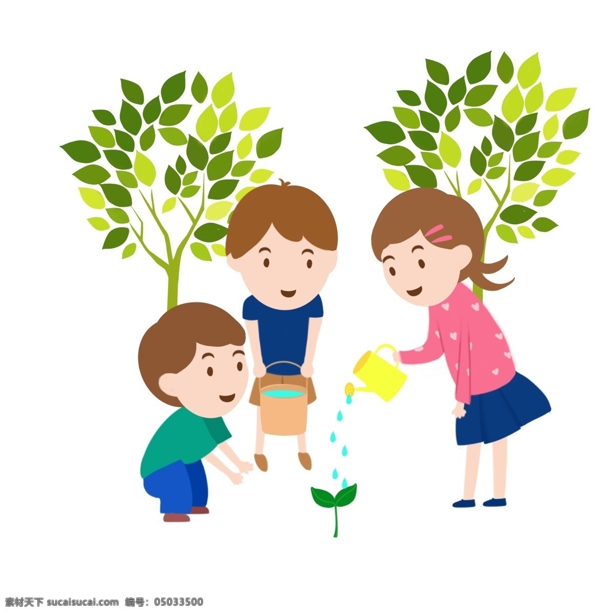 母亲节 种花 种树 卡通 手绘 人物 植树节 可爱