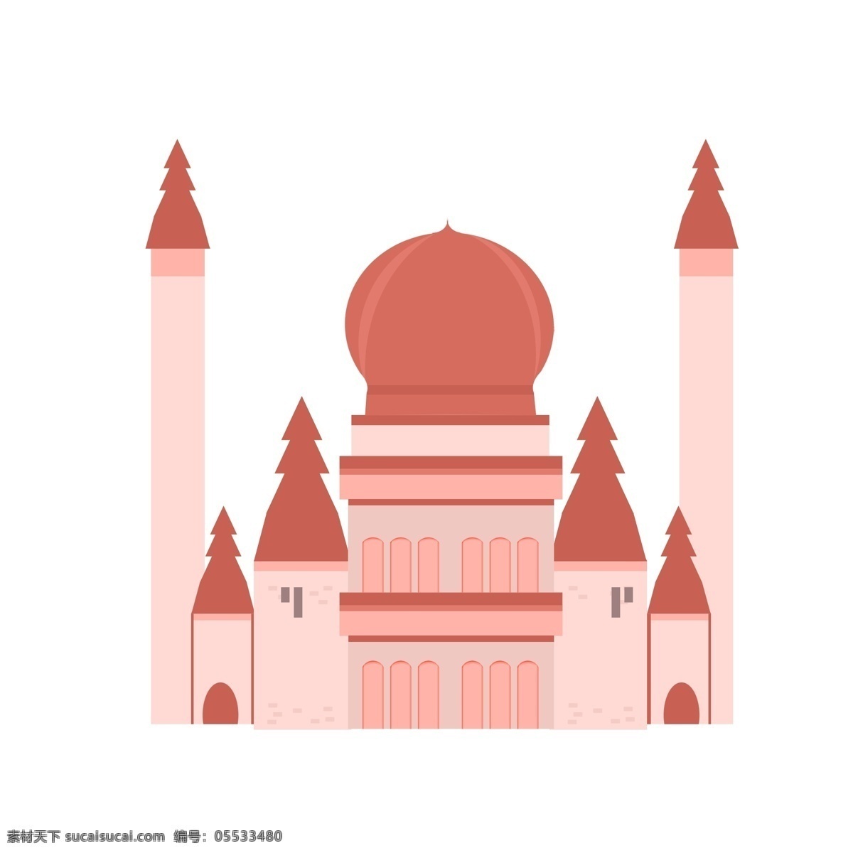 手绘 欧式 卡通 梦幻 城堡 建筑 粉色 小 清新 元素 欧式建筑 卡通城堡 元素设计