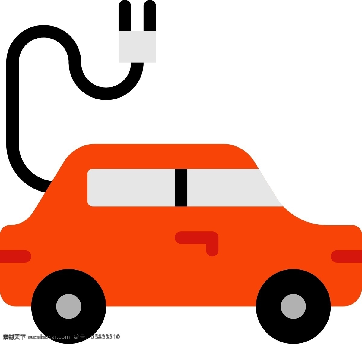 橙色 简约 扁平化 充电 汽车 新能源 免 扣 充电汽车 新能源汽车 环保 交通工具 节能 交通 插电式汽车