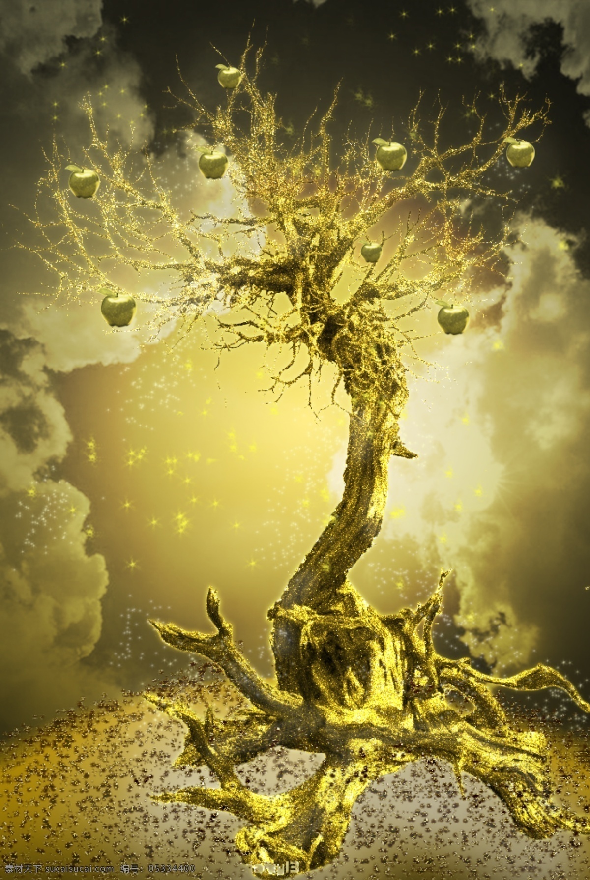 黄金树 环境 黄金 金光闪闪 枯木 苹果 树 树木 植物 原创设计 其他原创设计