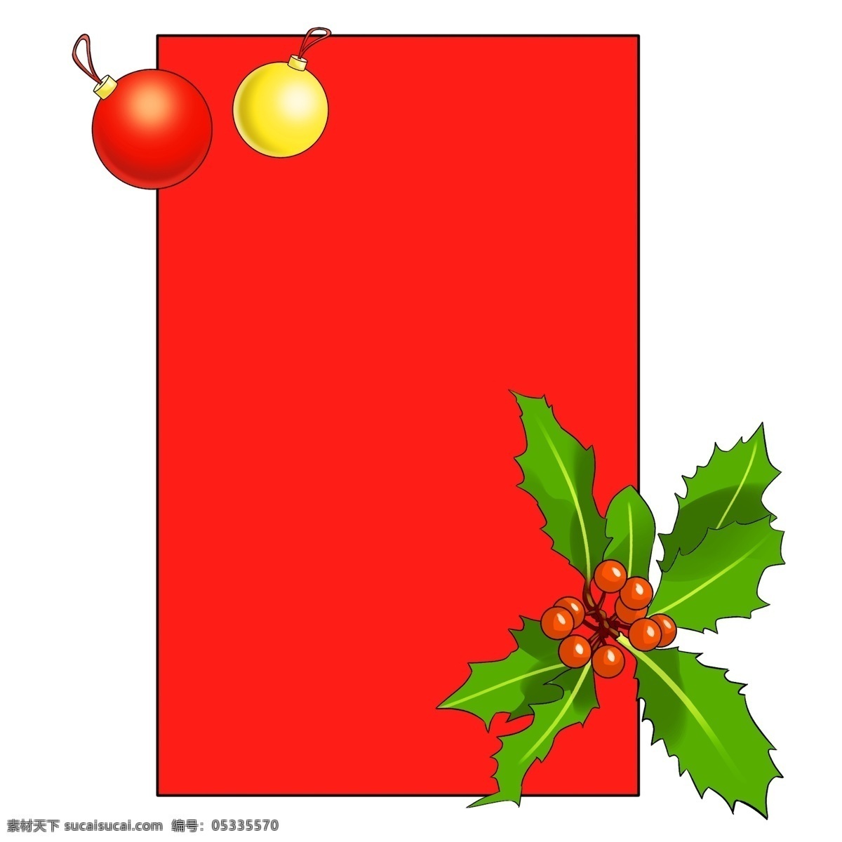 圣诞节 节日 边框 插画 红色边框 礼物 圣诞礼物 绿叶 圣诞节边框 红色彩球 手绘边框插画