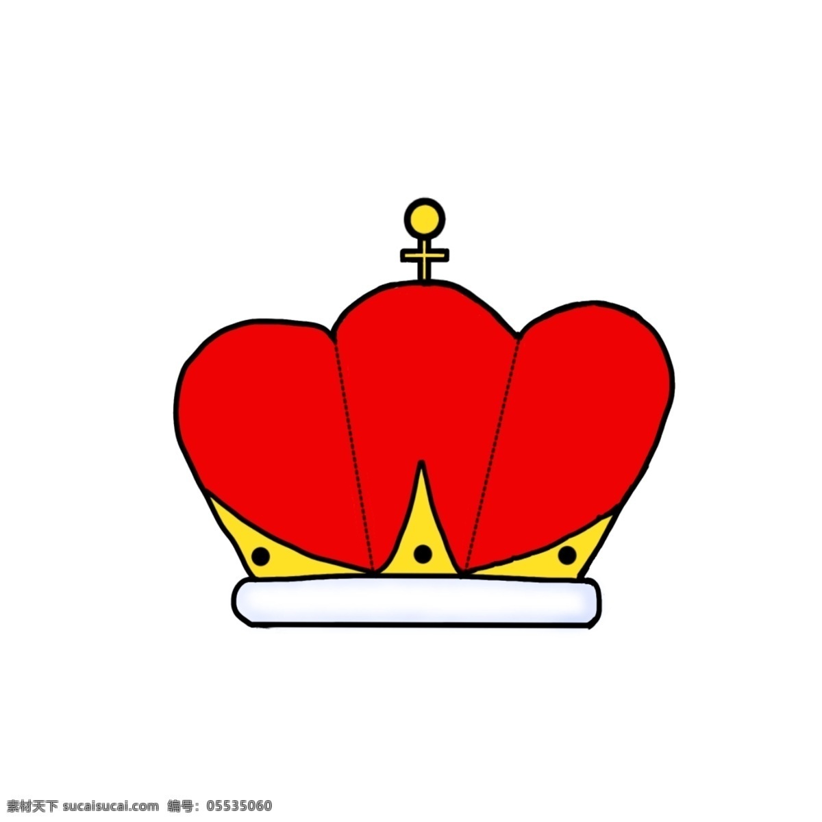 卡通 红色 黄金 装饰 皇冠 元素 王冠