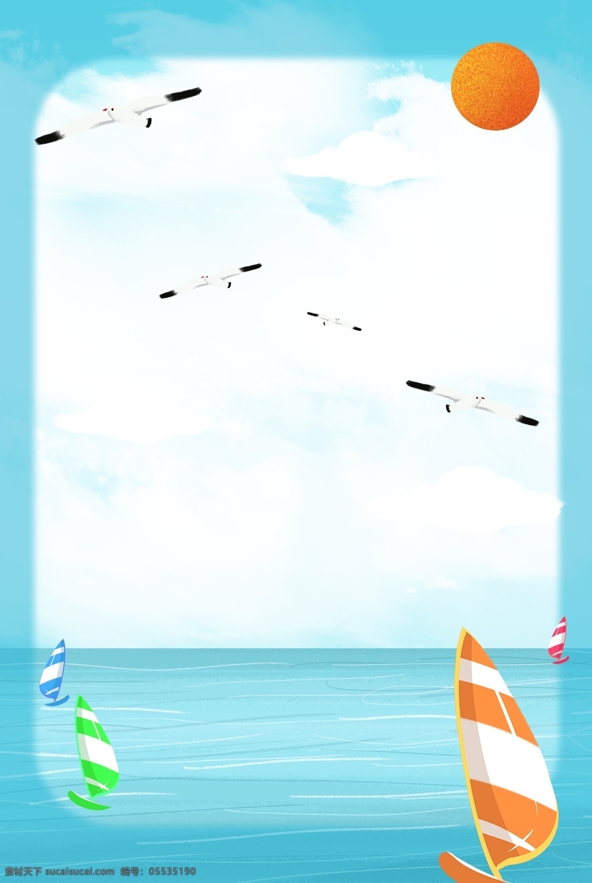 海面 上 比赛 帆船 夏日 景点 清凉 海边 大海 景色 美景 天空 蓝天白云 放松 休闲 海鸥 船 太阳