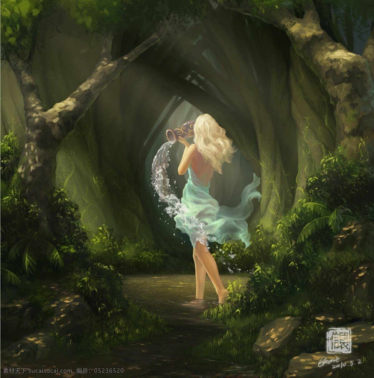 森林中的精灵 美女 精灵 奇幻 魔法 游戏 原画 cg 人物素材 动漫人物 动漫动画 cg人物 cg精灵 美人鱼