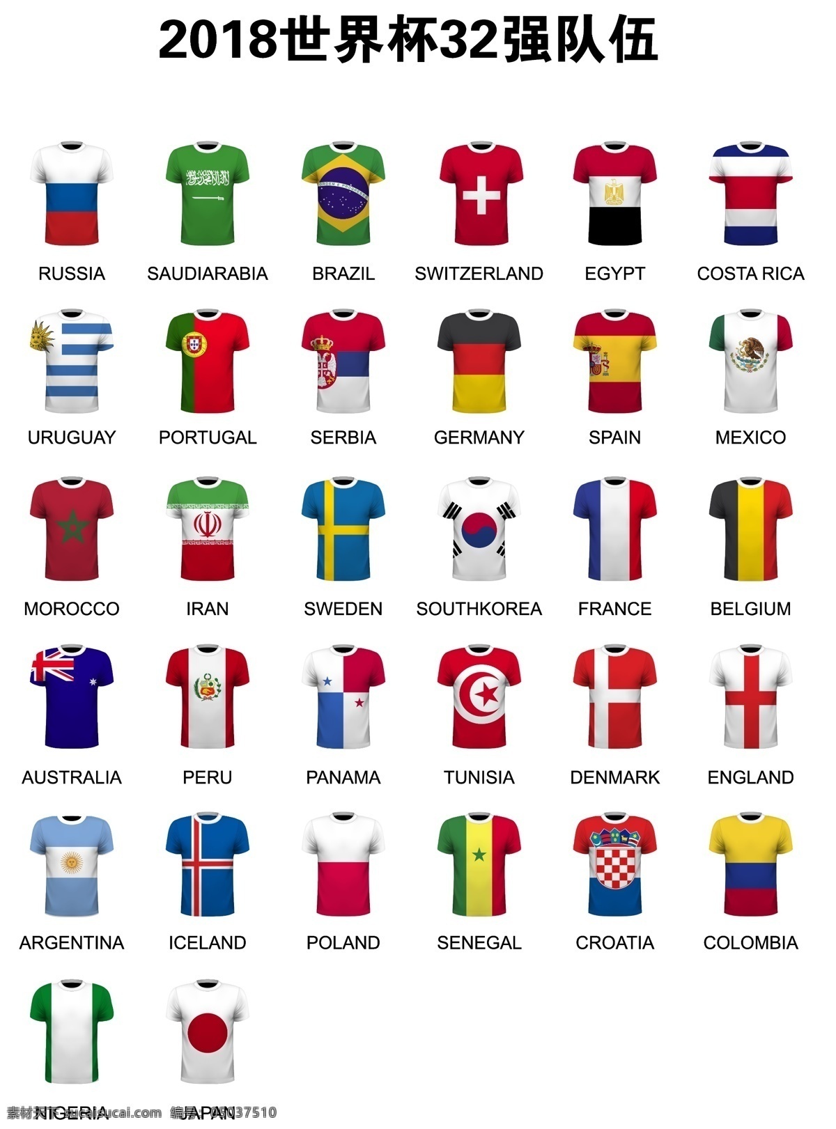 2018 世界杯 强队 伍 球衣 世界杯球衣 32强球衣 足球国家队 标志图标 其他图标