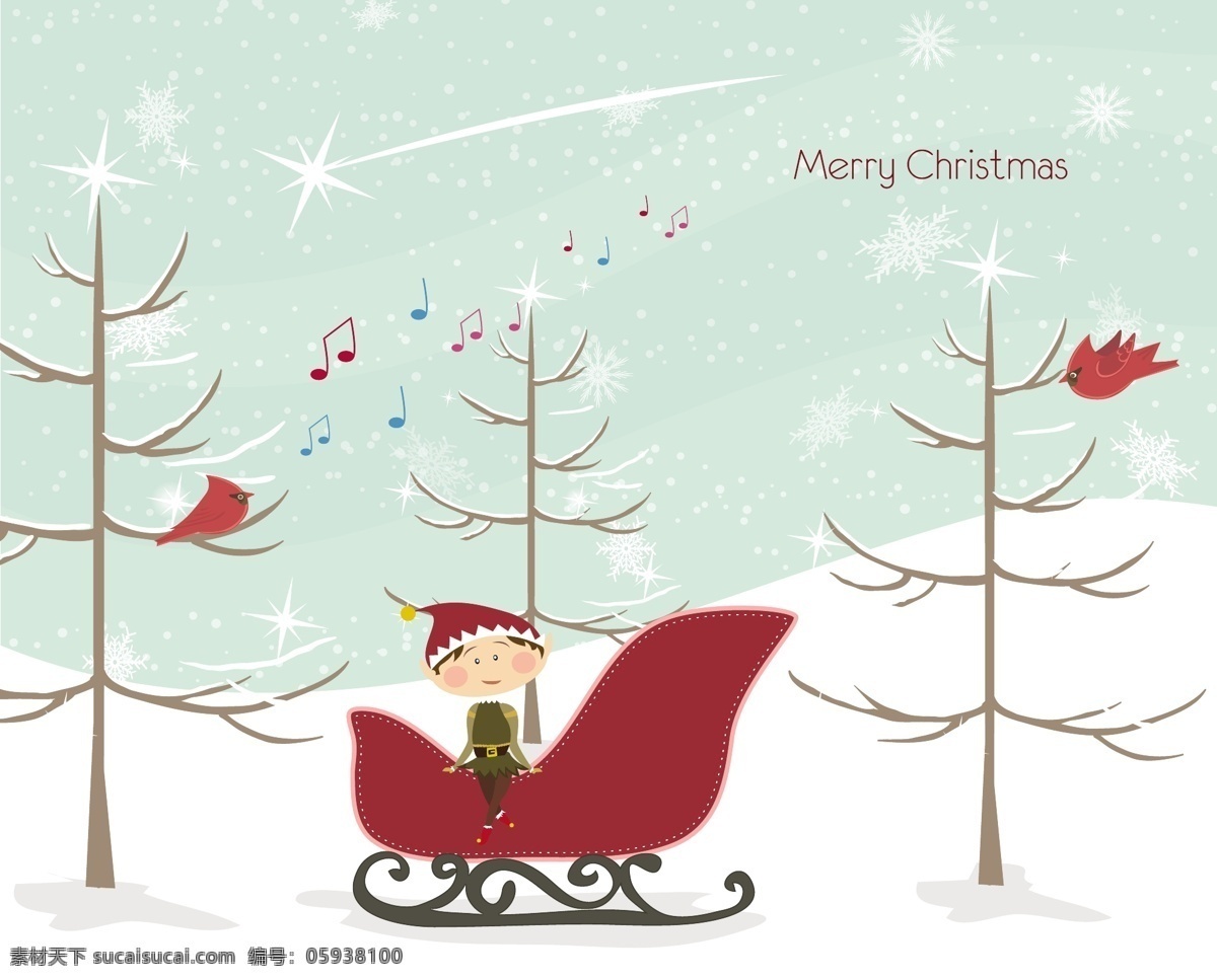 冬天 圣诞节 坐车 的卡 通 小人 新年快乐 christmas 2016 元素 平安夜 圣诞节海报 节日背景 卡通 插画 圣诞树 圣诞小人 树林 节日素材