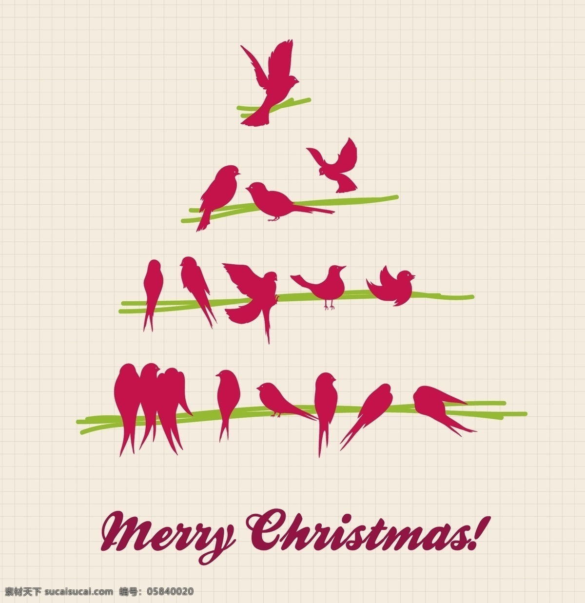 红色 鸟儿 圣诞 卡片 封面 创意 圣诞卡片 圣诞快乐 小鸟 节日素材 圣诞节