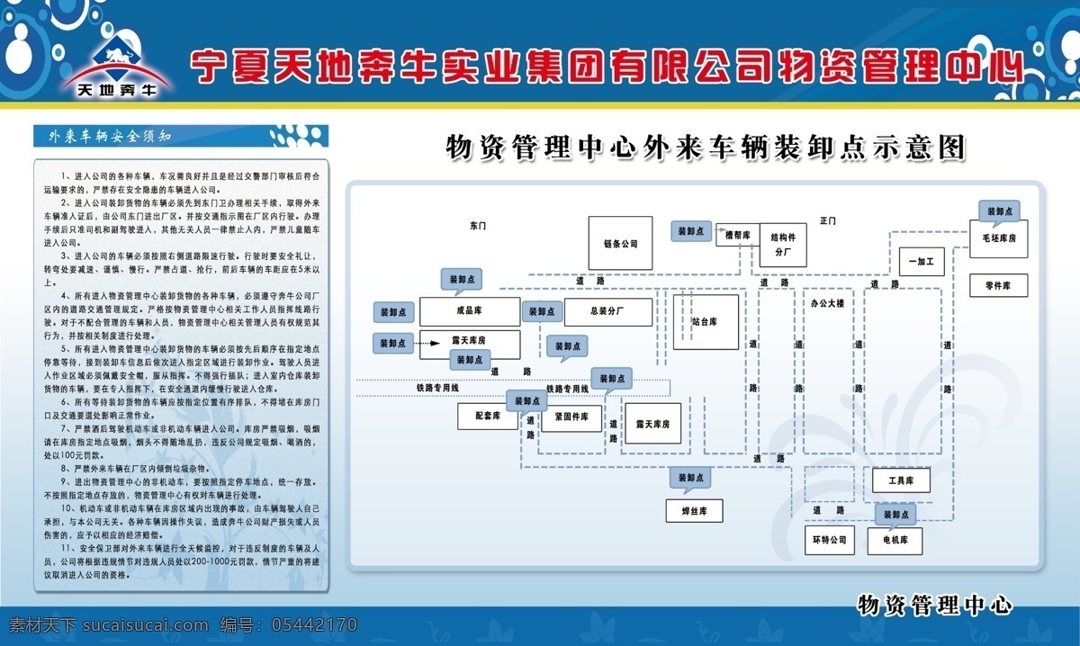 物管中心 宁夏煤科 天地奔牛 车辆出入管理 展板 蓝色 白色