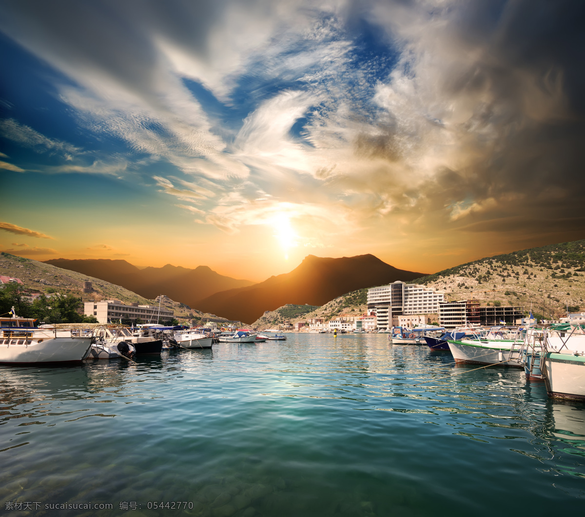 黄昏 下 海港 船只 美景 风景 自然 山水风景 风景图片