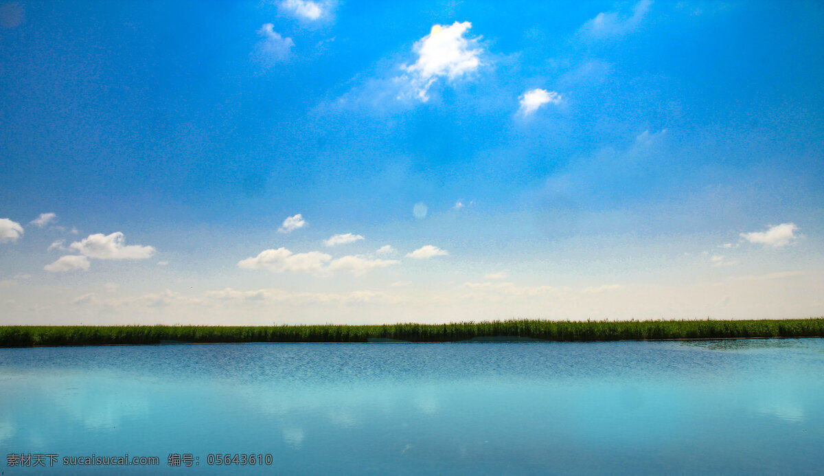 湿地背景图片 湿地 水天 蓝天 背景图 白云 自然景观 自然风景