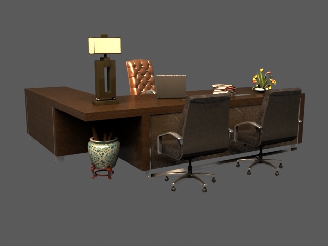 现代 中式 欧式 混 搭 办公室 桌椅 组合 书桌 办公桌 桌椅组合 书房 台灯 max 黑色