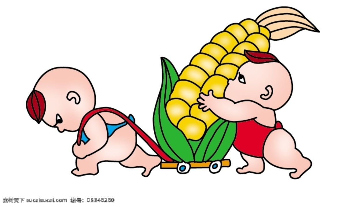 卡通玉米小人 小胖 孩 大 玉米 高清晰 分层 psd素材 卡通 源文件库