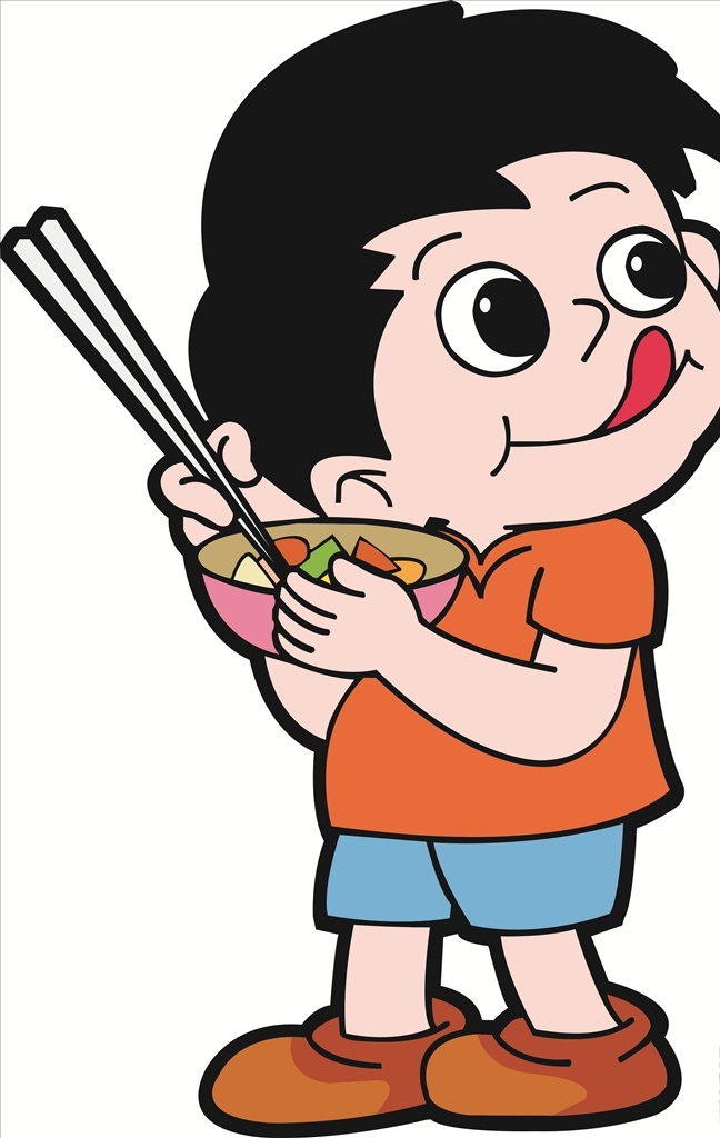 吃饭卡通男孩 卡通 人物 吃饭 卡通吃米饭 卡通男孩 卡通吃饭 吃饭男孩 卡通设计