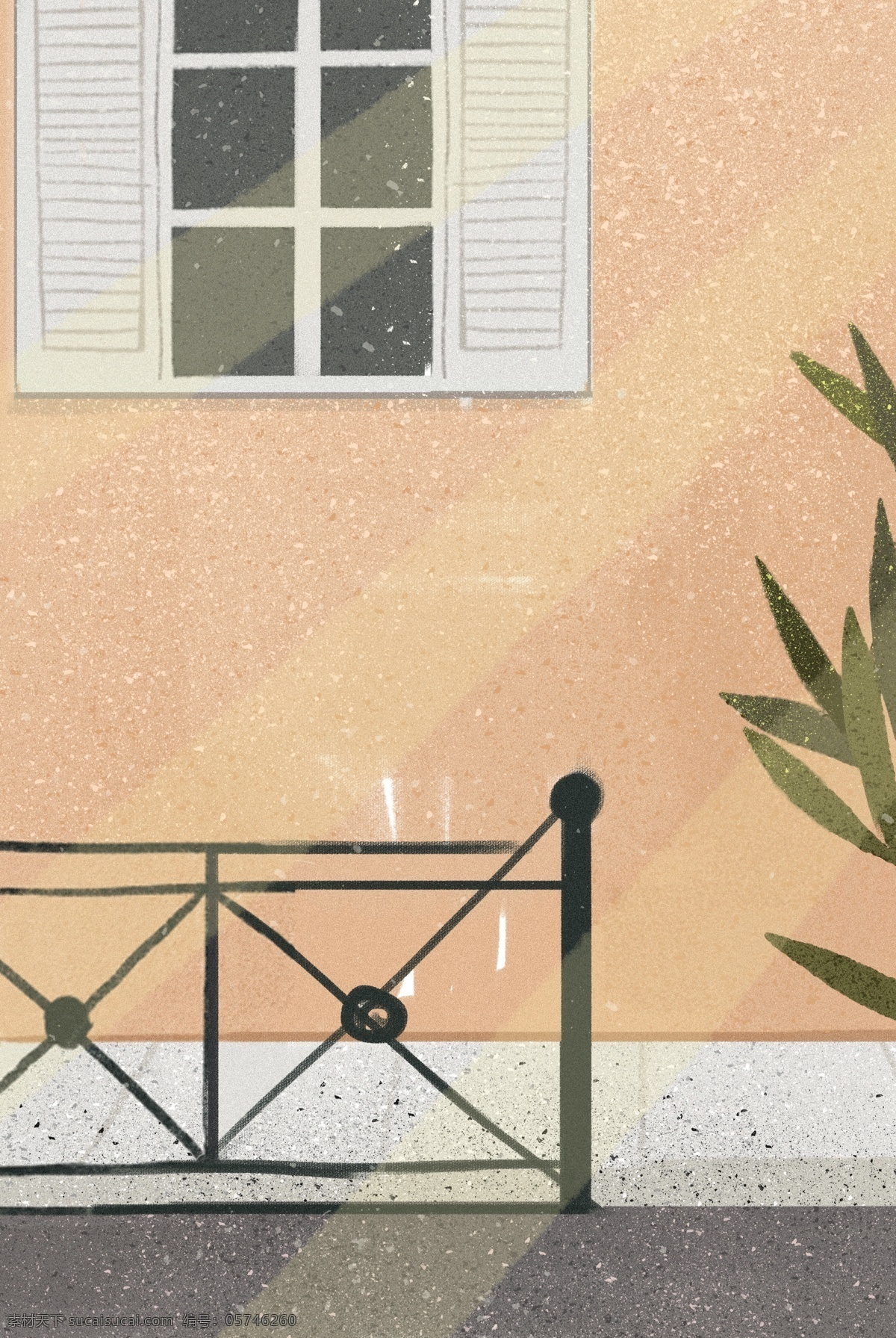 卡通 窗户 植物 免 抠 图 盆栽 围栏 卡通图案 卡通插画 白色的窗户 墙壁 植物盆景 免抠图