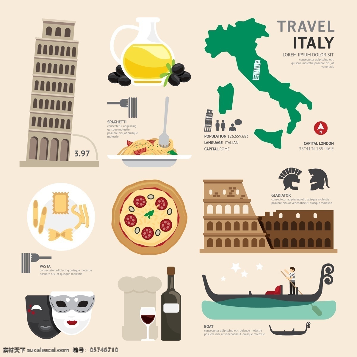 旅游文化 意大利 文化 地标 地域文化 橄榄油 面具 披萨 威尼斯 斜塔 意大利面