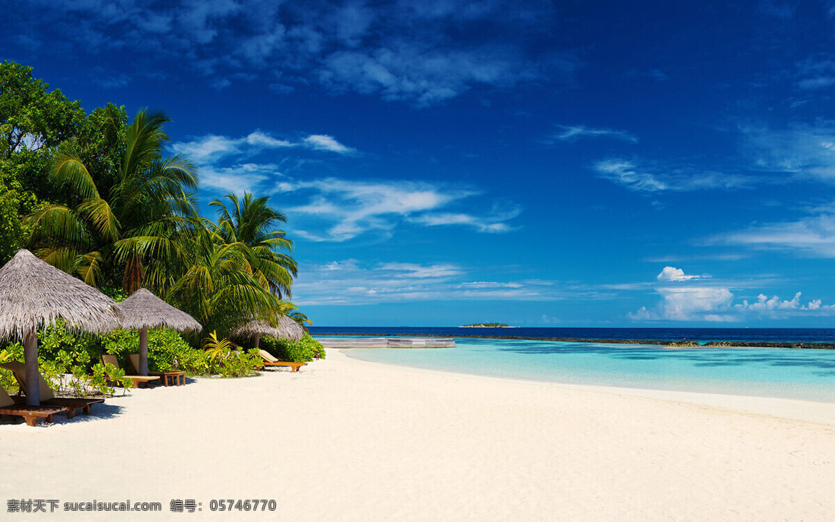 海滩 背景 大海 蓝色 沙滩 天空 椰子树 滩 自然风景 自然景观 psd源文件