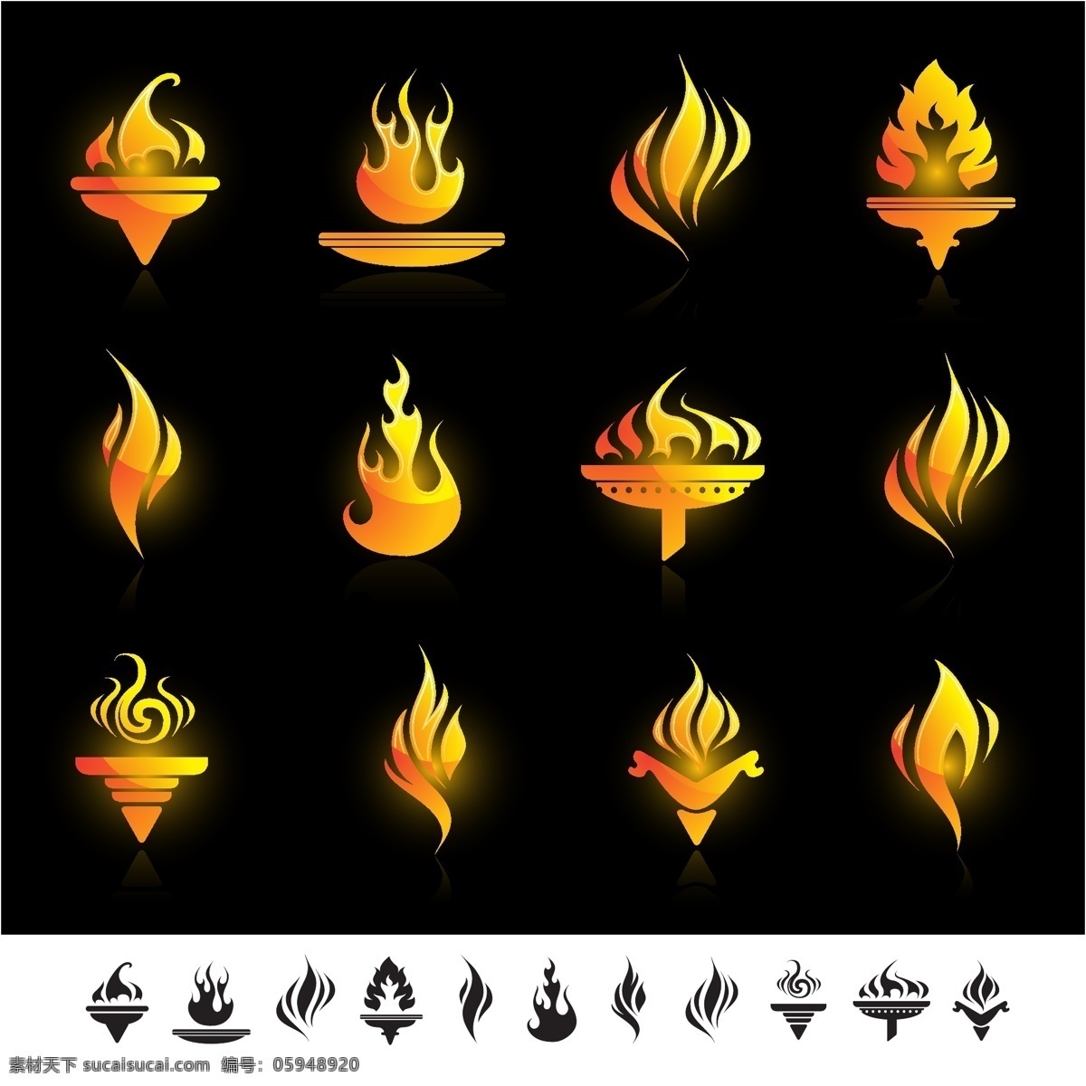 款 燃烧 火炬 矢量 logo 标志 抽象 火焰 简洁 金色 矢量火炬 矢量图