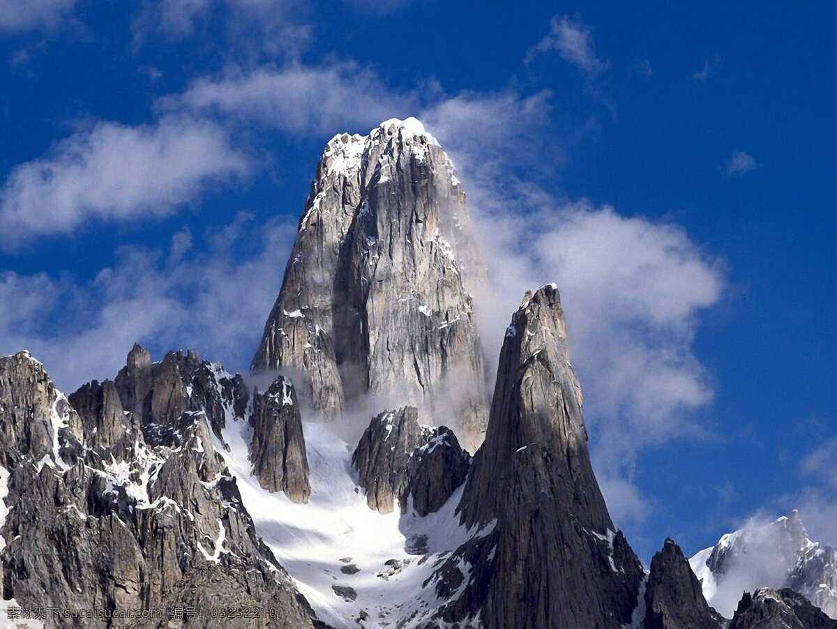 雪山顶与蓝天 雪山顶 蓝天 自然景观 山水风景 世界风光壁纸 摄影图库