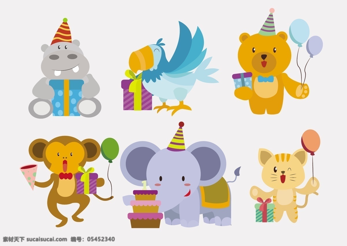 卡通节日动物 节日 生日 可爱 动物 野生动物 手绘动物 快乐 动物背景 卡通动物生物 卡通设计
