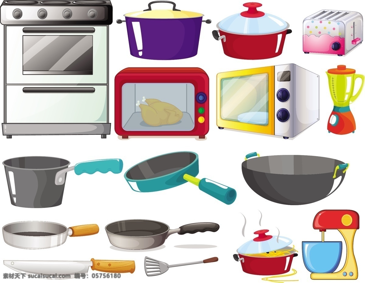 厨房设备说明 厨房 烹饪 绘图 插图 碗 搅拌机 设备