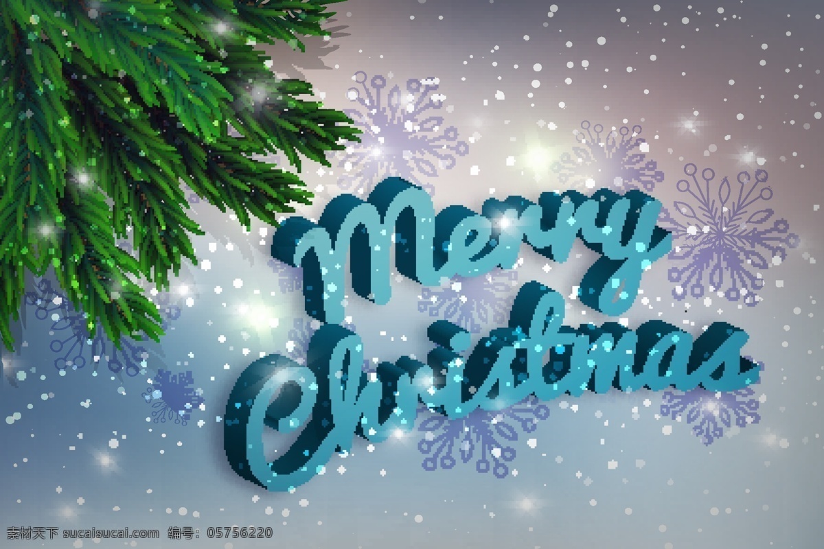圣诞快乐 字母 插画 字母设计 雪花 圣诞树 圣诞节 节日素材 矢量素材
