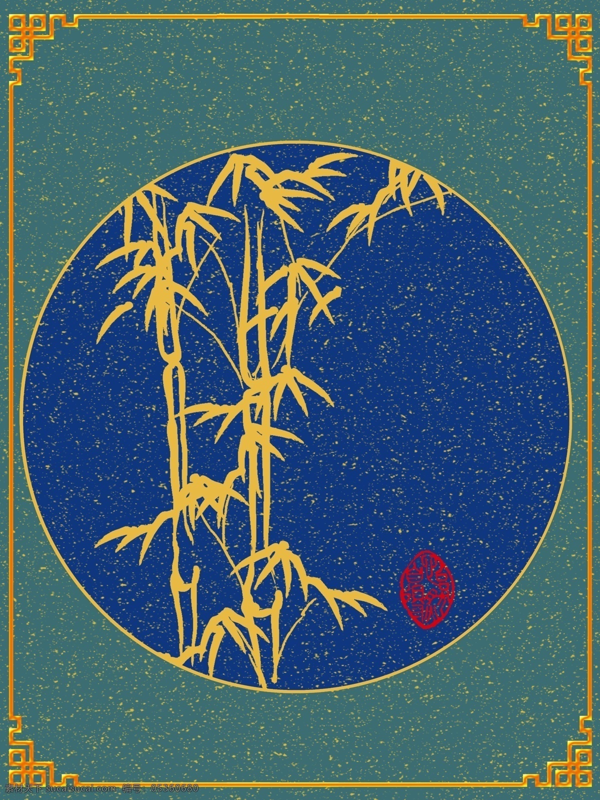 中国 风 金色 竹子 创意 装饰画 中国风 新中式 古典