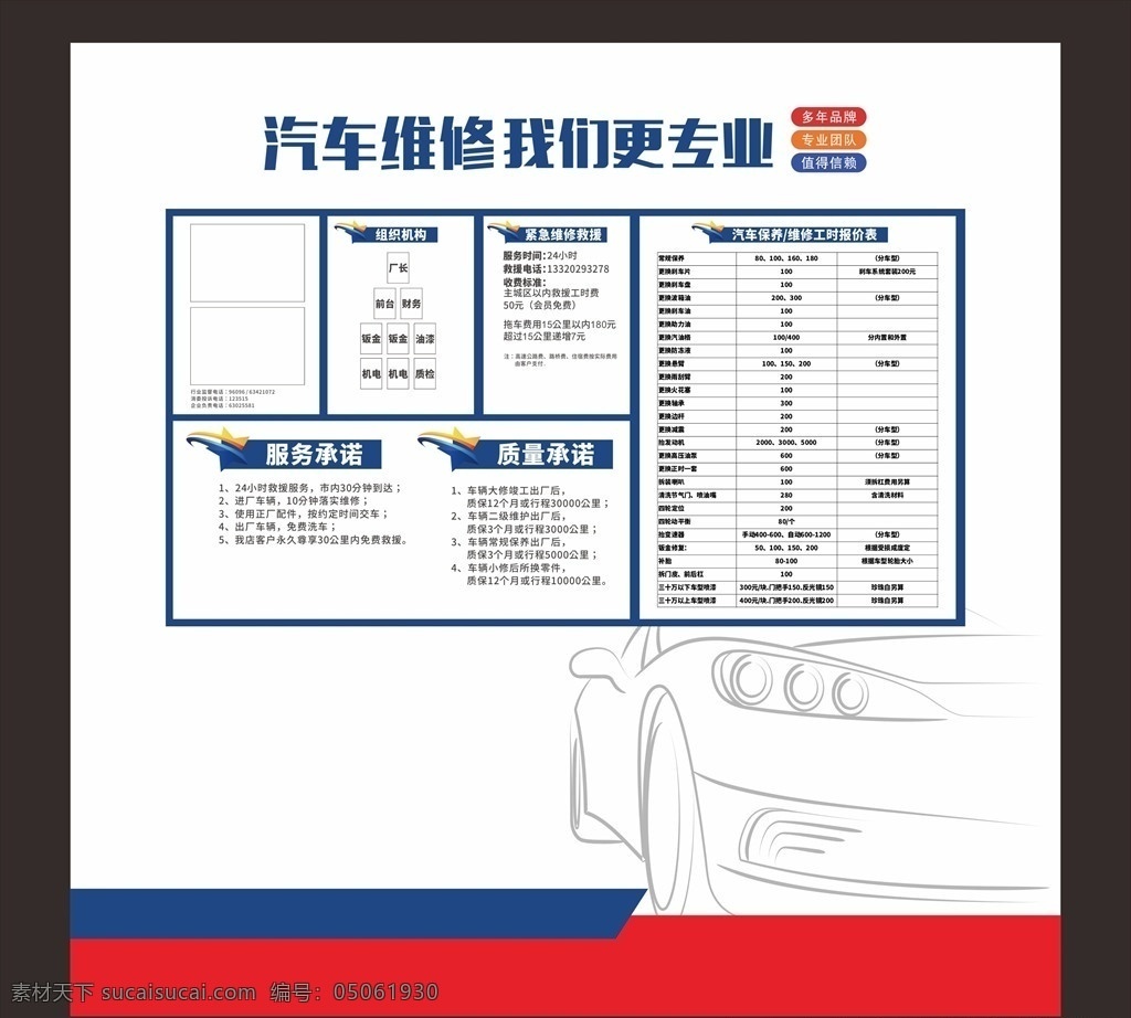 汽修展板 汽修展示栏 汽修价目表 汽修文化 汽修 汽车维修 展览展板 汽修公示栏 矢量图