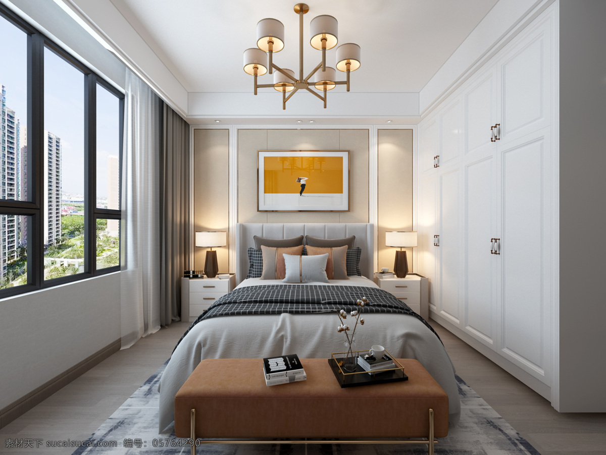 美式 风格 装修 效果图 美式风格 欧式风格 装修设计 背景墙 灯具 床 家具 衣柜 现代 环境设计 室内设计