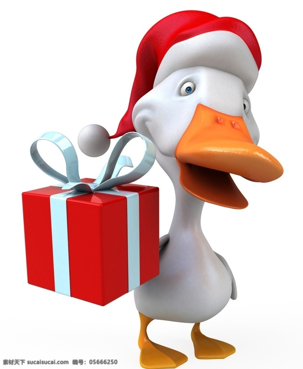 3d动物 卡通动物 礼物 礼盒 圣诞帽 圣诞节 鸭子 3d设计