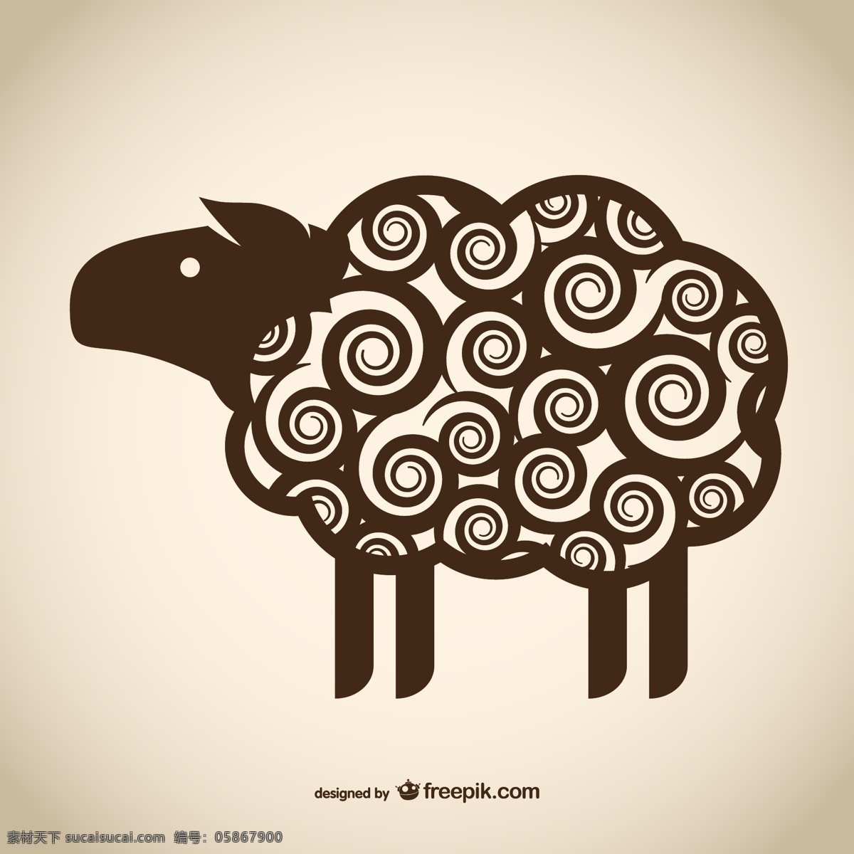 栗色 卷 毛 绵羊 卡通 矢量图 卷毛 2015年 节日素材 2015羊年