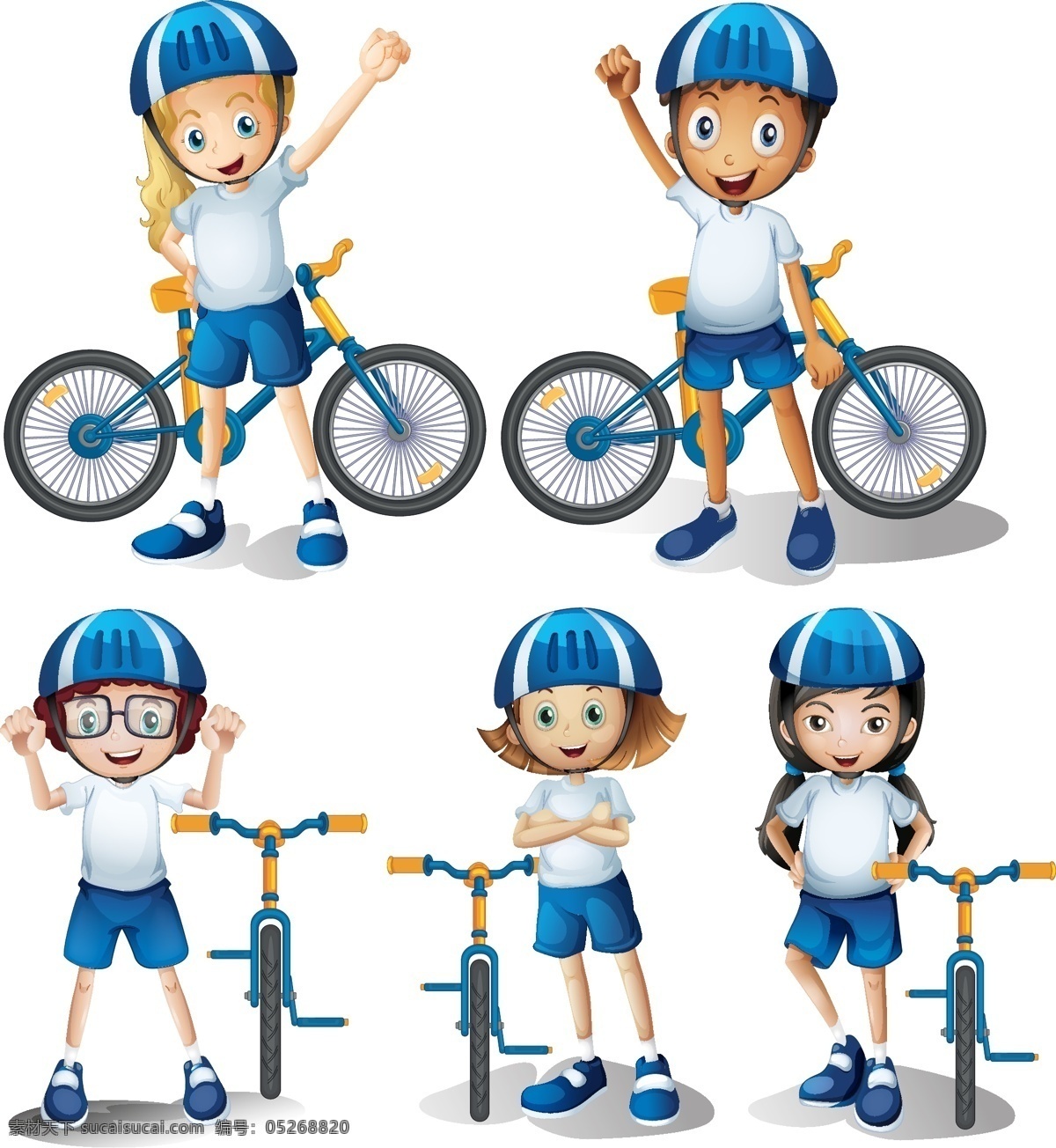 小学生小团队 背景 体育 学生 艺术 快乐 白色背景 图形 儿童 自行车 团队 绘画 白色 团体 头盔 青年 图画 年轻 道路